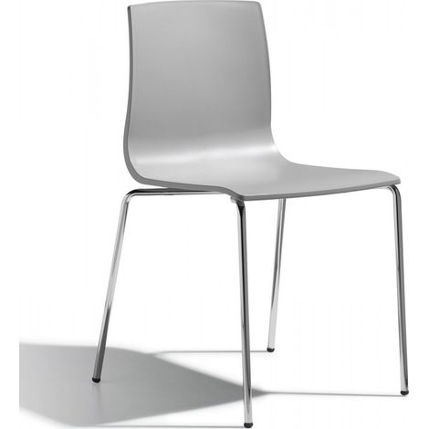SEDIA ALICE confezione da 4 pezzi Grigio chiaro/ gambe Acciaio Cromato