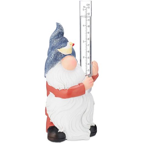 gnome de jardin pluviomètre relaxdays (1/5)