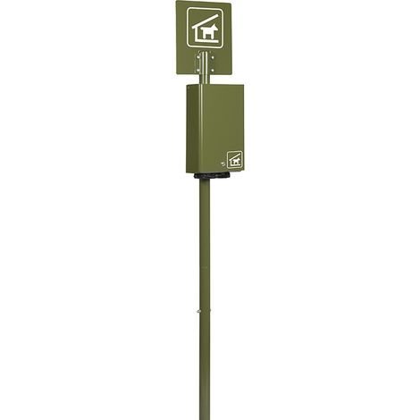 Borne de propreté sur poteau à enfouir Hygeca - 200 sachets - vert olive - RAL 6003 (1/3)