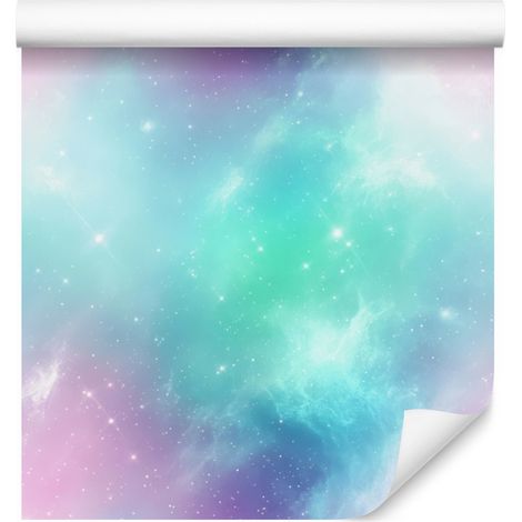 Papier peint aquarelle galaxie aigue-marine et menthe pour salon et chambre 50x1000 (1/5)