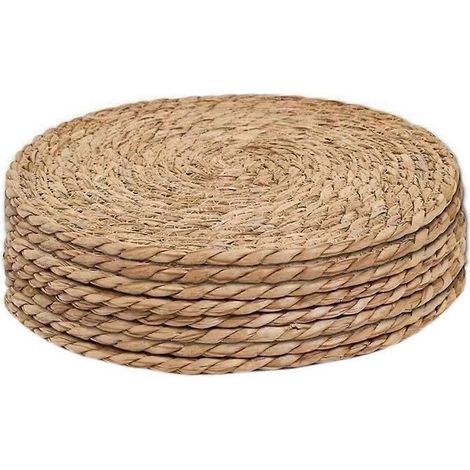 Set de 8 sets de table en jacinthe d'eau naturelle, résistants à la chaleur, en rotin tressé, pour les repas en extérieur (1/5)
