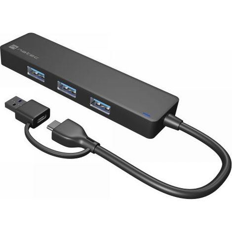 Hub USB Natec Mayfly 4xUSB 3.0 czarny USB-C + Adattatore USB-A (1/2)