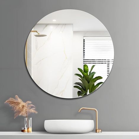Miroir Mural Rond 40cm Miroir Décoratif Mural Miroir Rond Autocollant Miroirs Muraux Deco pour Salle de Bain, Salon, Chambre, Entrée (1/5)