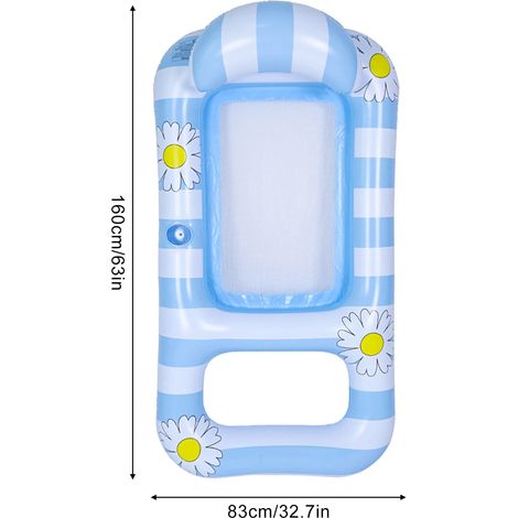(Bleu) Bouée gonflable de piscine, chaise longue de natation pour adultes, adaptée à une utilisation à la plage et dans le jardin. (1/3)
