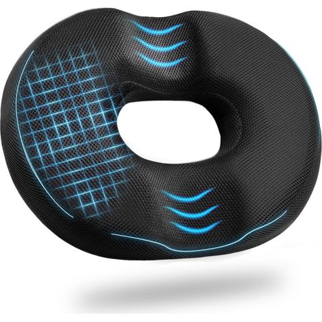 Coussin Coccyx, Coussin Donut Mémoire de Forme, Ergonomique U, Anti-Dérapant, Housse Lavable, Coussin Hemorrhoid pour soulager Les hémorroïdes et la sciatique, Voiture, Fauteuil Roulant (1/5)