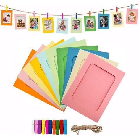 Guirnalda de fotos con pinzas - Soporte para fotos Photo Line - Decoración de pared para fiestas - 10 colores de papel - Marcos de 10x15 cm (1/5)