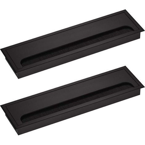 Passe-Câble pour Bureau Rectangulaire 80x 275mm Passe-Câble Presse-étoupe pour Table de Bureau Meubles de Maison CABLE Aluminium Noir Anodisé Carré 2 Pièces (1/3)
