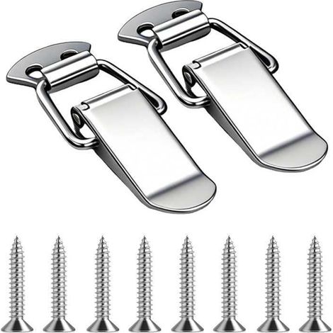 2 pièces Verrouillages à Ressort en Acier Inoxydable 104 mm Fermeture à Ressort Avec Vis Pour Boîte à Outils Meuble Valise Coffre Couvercle de Caisse (1/4)
