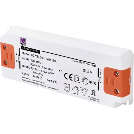 TRU COMPONENTS TC-YSL50F-1204160 LED-Trafo  Konstantspannung 50 W 4.16 A 12 V/DC Möbelzulassung, Übe (1/5)