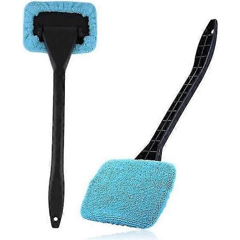 Chiffon de nettoyage de pare-brise de voiture en microfibre à long manche, tampon désembuant pour le nettoyage intérieur des vitres, élimination de la buée et de l'humidité (2 pièces, bleu) (1/5)