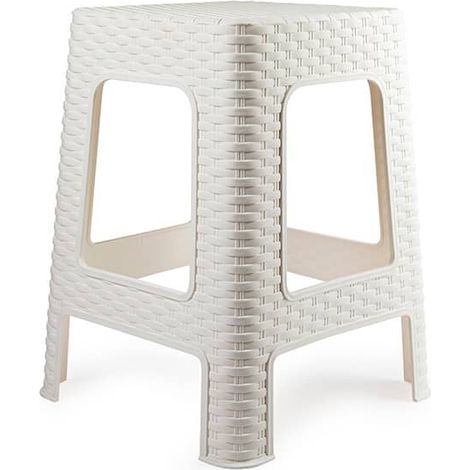 Taburete de Rattan Grande  Blanco (1/2)