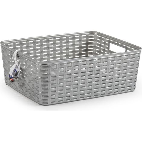 Cesta de almacenamiento organizador Rattan mimbre 12 Litros Gris