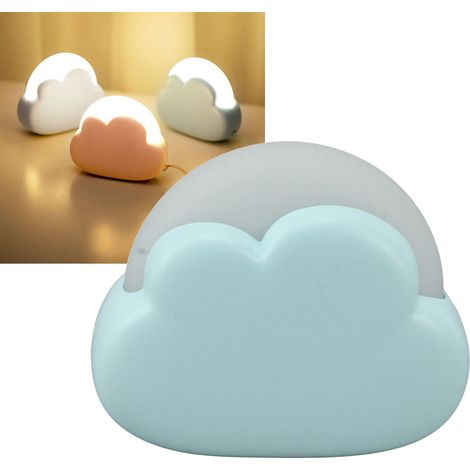 Lampe de bureau miniature pour chambre à coucher, une veilleuse rechargeable tendance et créative en forme de nuage, idéale comme cadeau d'anniversaire - bleue. (1/5)