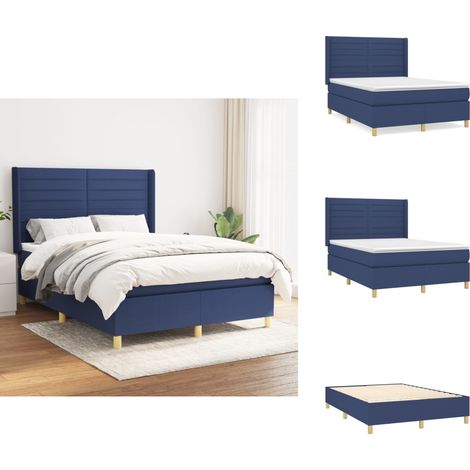 Boxspringbett mit Matratze Blau 140x190 cm Stoff - Boxspringbett - Doppelbett - Schlafraum - Blau - Bettsofa (1/5)