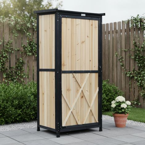 Armoire de Jardin Arbour 69x52x142cm Bois FSC Table Pliable (1/5)