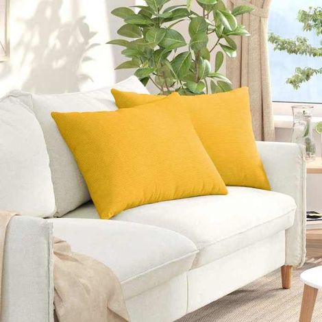 42013780 Coussins de canapé 2 pcs Jaune clair 70 x 50 cm (1/5)