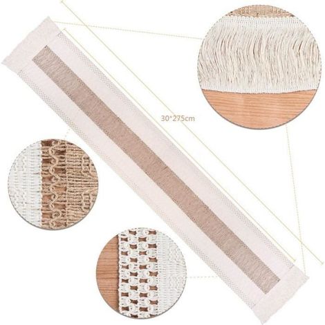 Chemin de table en macramé, Chemin de table en toile de jute, en dentelle de coton décoration pour salle à manger, mariage bohème (1/4)