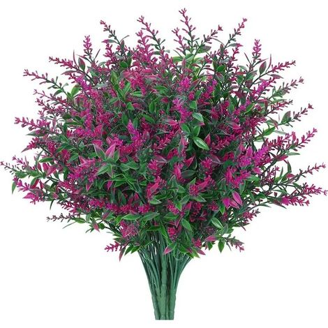 Bouquet Lavande Artificielle - Résistant UV - Pour Extérieur Jardin Porche Jardinière - Violet - Hauteur 38 cm - Lot de 8 (1/5)