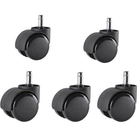 5er-Set Bürostuhlrollen 10 mm x 22 mm – Rollen für Hartböden bis 175 kg – Rollen für Drehstühle – Einfache, werkzeuglose Montage (1/5)
