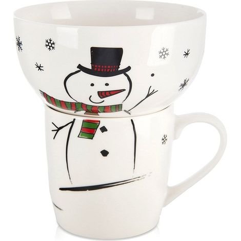 Tazza per bambini con ciotola, pupazzo di neve in porcellana, 2 pezzi. (1/5)