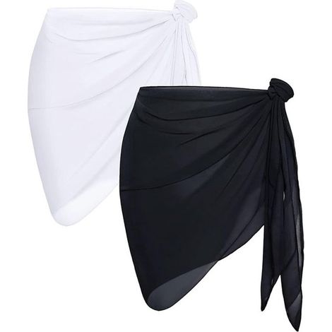 Ensemble sarong 2 pièces - Cover-up bikini transparent - Châle en mousseline - Pour femme - Paréo de plage (1/5)