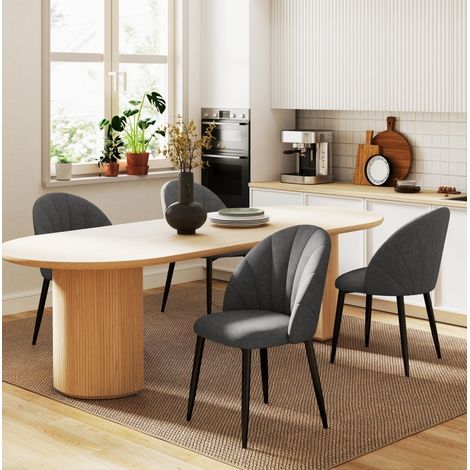 Pack de 4 sillas de comedor sin reposabrazos, efecto terciopelo, gris oscuro DESVIAE (1/5)