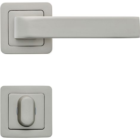 AYR Lot de 2 poignées CANELA nickel mat + 2 rosaces condamnation nickel mat (1/5)