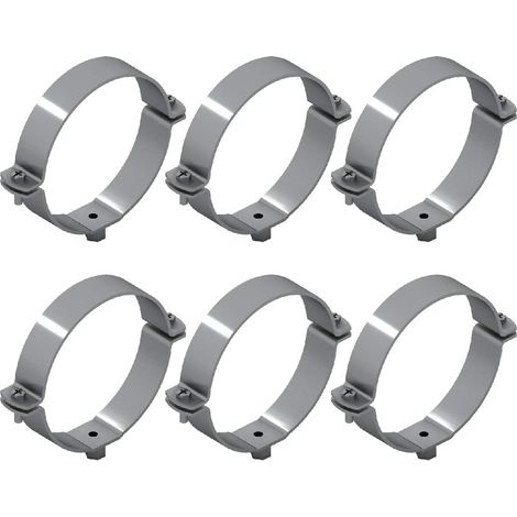 6 Collari per Tubi in Acciaio Zincato - Raccordi per Tubi - 6 Pezzi - Diametro 125 mm (1/3)