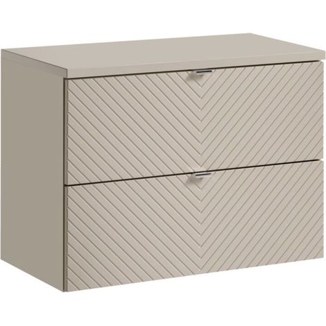 Badezimmer-Set AOKI: Waschtischunterschrank mit Schubladen 80 cm + Waschtischplatte beige