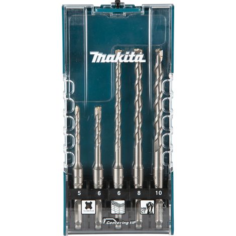 Makita E-15702 Centering Tip SDS-PLUS - Juego de brocas para martillo (5 piezas, en caja de almacenamiento, diámetro de 5 a 10 mm, ideal para hormigón y mampostería) (1/3)