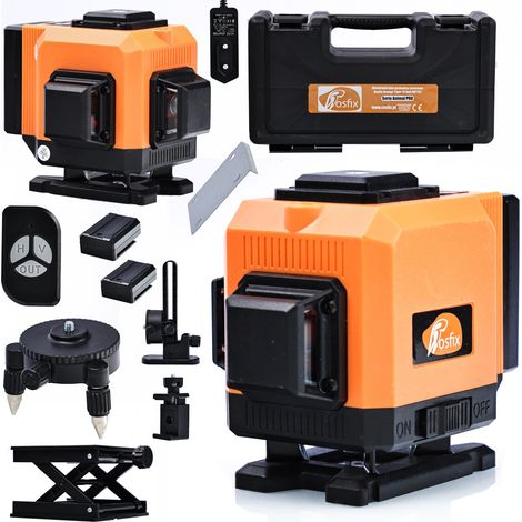 Rosfix Orange Tiger ROT12L – 12 Linien Kreuzlinienlaser Grün 360°  IP54, 25 m Reichweite, ±3° Selbstnivellierung  2x 3500 mAh Akku, Fernbedienung  Laser-Wasserwaage