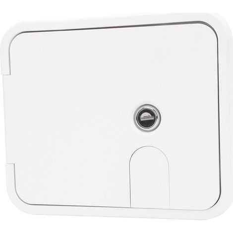 Escotilla eléctrica para remolques/autocaravanas, 145x116 mm, cerradura de acero inoxidable, apertura de 180°.