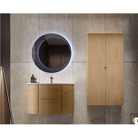 Mobile Bagno Eden90 cm SospesoRovere Tabacco Base 2 cassetti e 2 ante - Lavabo in Resina (1/5)