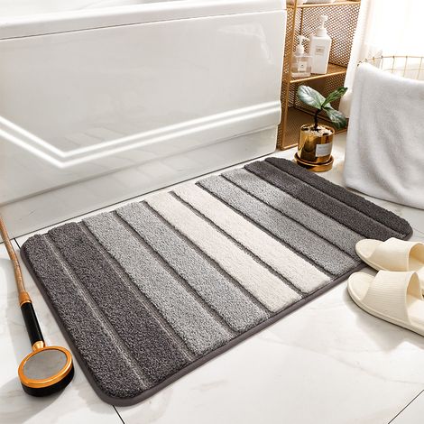 Ahlsen Rutschfeste Badematte, extra weicher Badezimmerteppich, maschinenwaschbar, wasserabsorbierend, 50 x 80 cm, Grau (1/5)