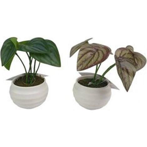 TrAdE Shop Traesio - Set 12 Pz Mini Pianta Artificiale Con Vaso In Pp Bianco ø6,5x12 Cm Decorative 241237 - (1/2)