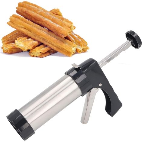 Churros Press Gun, with 3 Cutting Discs Churros Press, Classic Stainless Steel Reusable Churro Press Kit for Baking, for Homemade Churros (1/5)