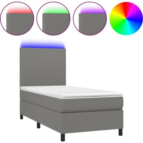 Maison Exclusive - Boxspringbett mit Matratze & LED Dunkelgrau 90
