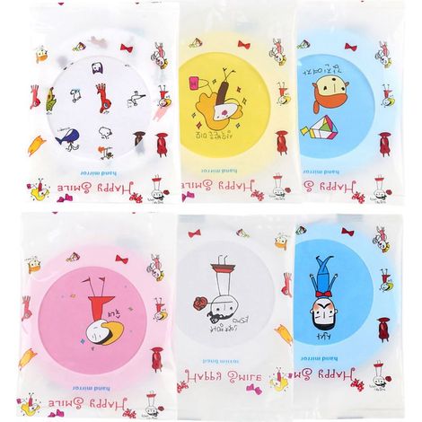 Miroir de Vanité Portable Mini Cartoon, Miroir Rond Compact en Fer et Verre, 22g, Cadeau pour Noël Mariage Colorful Bag Pattern (1/4)