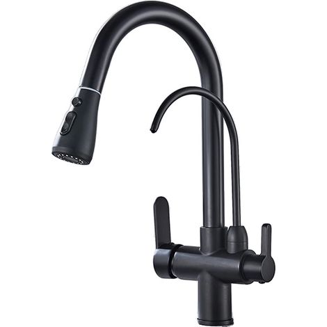 Robinet de cuisine filtré, eau froide et chaude, fonction de pulvérisation escamotable (1/2)