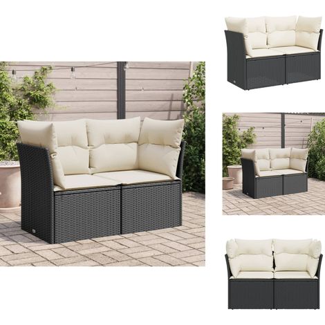 Canapé de jardin avec coussins 2 places noir résine tressée - Canapé De Jardin - Meuble De Jardin - Salon De Jardin - Résine Tressée - Rotin Synthétique (1/5)