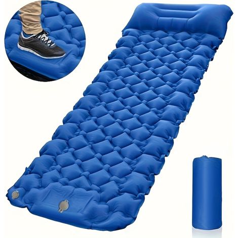 Matelas de camping gonflable ultra-léger en TPU avec pompe intégrée et appui-tête, idéal pour les voyages. (1/5)