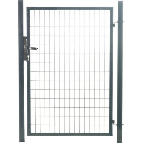 Portillon grillagé en acier galvanisé maille 100 x 50 L 1m x H 2m00 Gris anthracite (1/5)