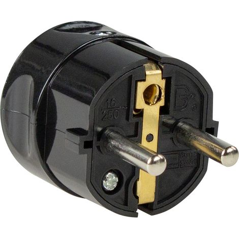Schutzkontaktstecker Zentralstecker schwarz Leitungen 1,5mm² IP20