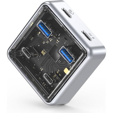 Hub USB 3.2 à 4 Ports, Alliage de Zinc Haute Qualité, 2 Ports Type A/C (Alimentation 5V), Adaptateur USB C 10Gbps Compatible avec MacBook Pro/Air, iMac (1/5)