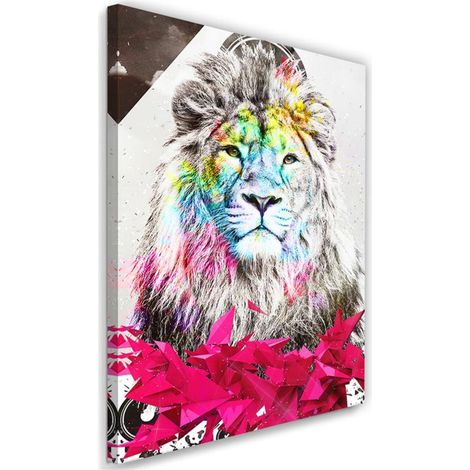 Tableau sur toile Abstrait Coloré Lion 40x60 (1/5)