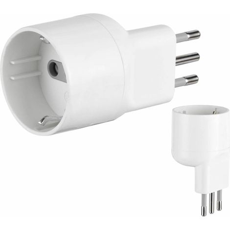 Adattatore Schuko Disassato Salvaspazio 10A Bianco - 25 Pz