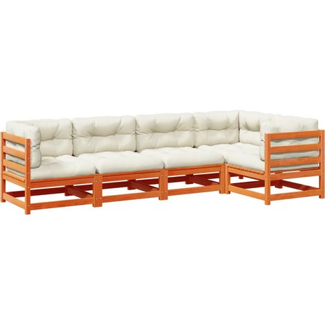 Maison Exclusive - Set de sofás jardín 5 pzas con cojines madera (1/5)