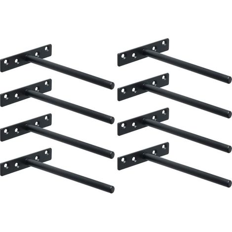 Equerre Etagere Murale Fixation Flottante Invisible, Support Etagere Murale en Métal, Tablette Flottante Support Charge Lourde, Longueur 150MM, Noir 8 Pcs (1/4)