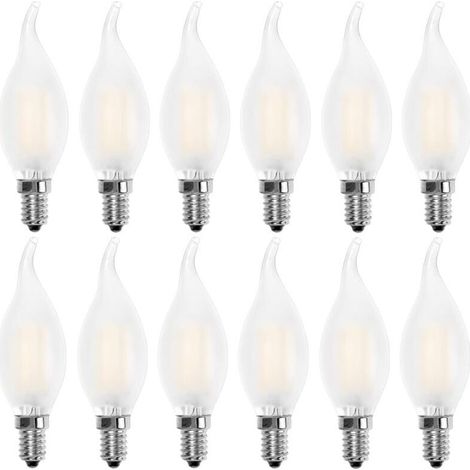 Ampoule LED E14 Flamme,Forme de Bougie,Blanc Chaud 2700K,4W Equivalence Incandescence 40W,400lm, Lot de 12 (1/4)