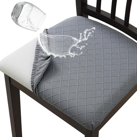 Stuhlhussen 4er Set Jacquard wasserdicht mit TPU-Folie, hellgrau (1/5)